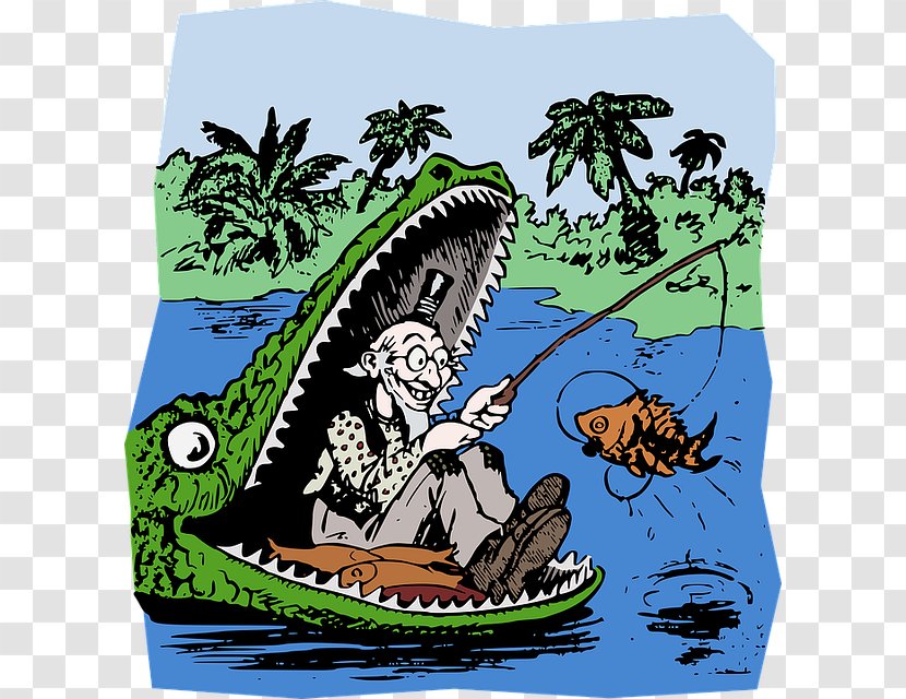 Alligator Cartoon Illustration - Public Domain - Fishing Transparent PNG