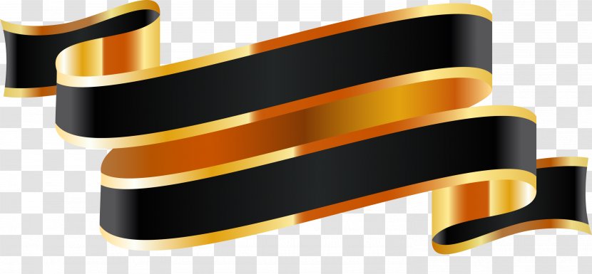 Ribbon Web Banner - Orange - Satin Transparent PNG