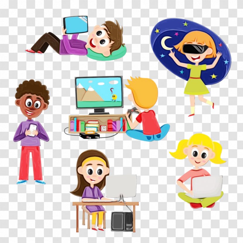 Cartoon Sharing Child Play - Wet Ink Transparent PNG