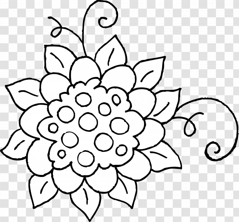 Black And White Flower Drawing Clip Art - Rectangle - Drawings Of Spring Flowers Transparent PNG
