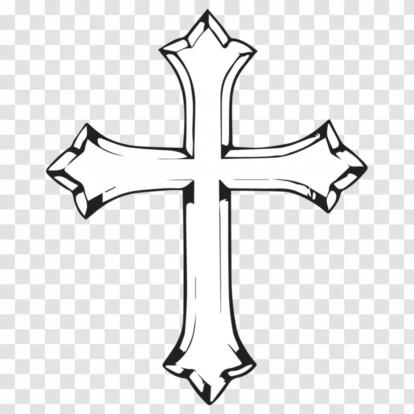 Tattoo Christian Cross Drawing Latinsk Kors - Black And White Transparent PNG