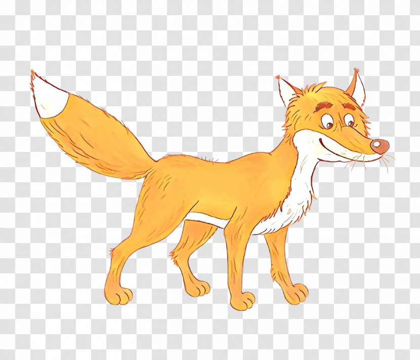 Cartoon Red Fox Tail Yellow Animal Figure - Animation Fictional Character Transparent PNG