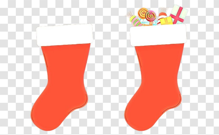 Christmas Stocking - Orange - Decoration Footwear Transparent PNG