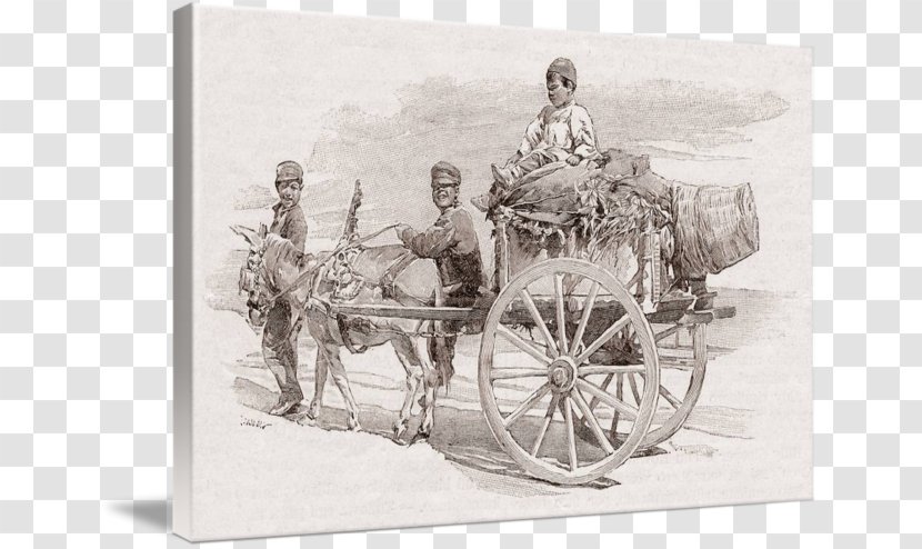 Mule Horse Drawing Cart Wagon - Vehicle - Kids Transparent PNG
