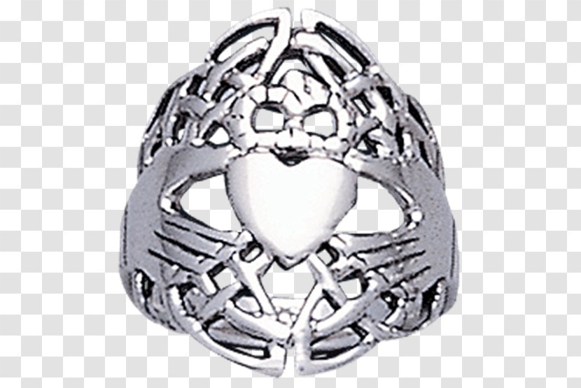 Claddagh Ring Celtic Knot Islamic Interlace Patterns Cross - Silver Transparent PNG