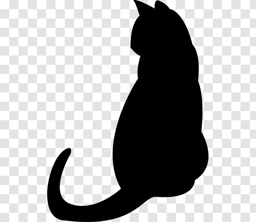 Cat Kitten Silhouette Clip Art - Black And White Transparent PNG