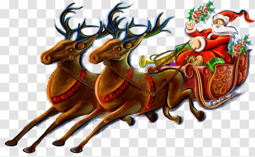 Ded Moroz Reindeer Santa Claus Grandfather - Sled - Sleigh Transparent PNG