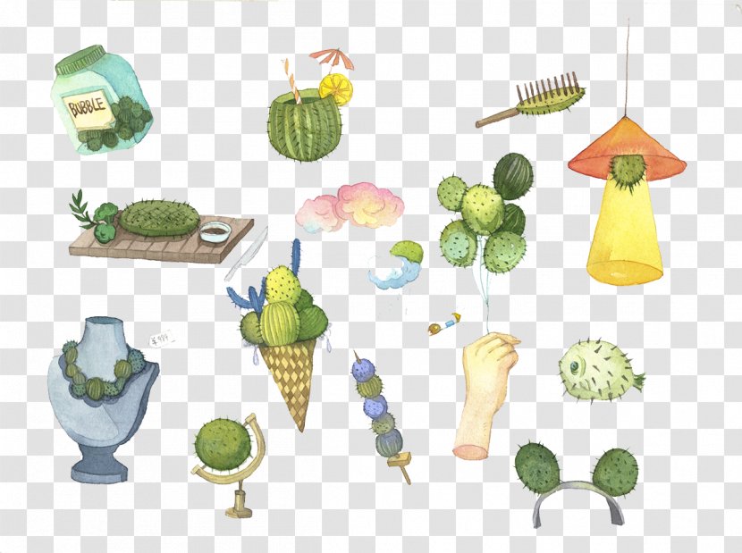 Watercolor Painting Illustration - Cactaceae - Prickly Pear Series Of Hand-painted Transparent PNG