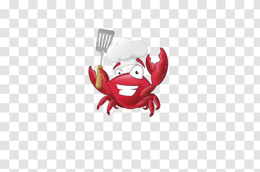 Crab Chef Cooking Illustration - Cartoon - Small Red Crabs Transparent PNG