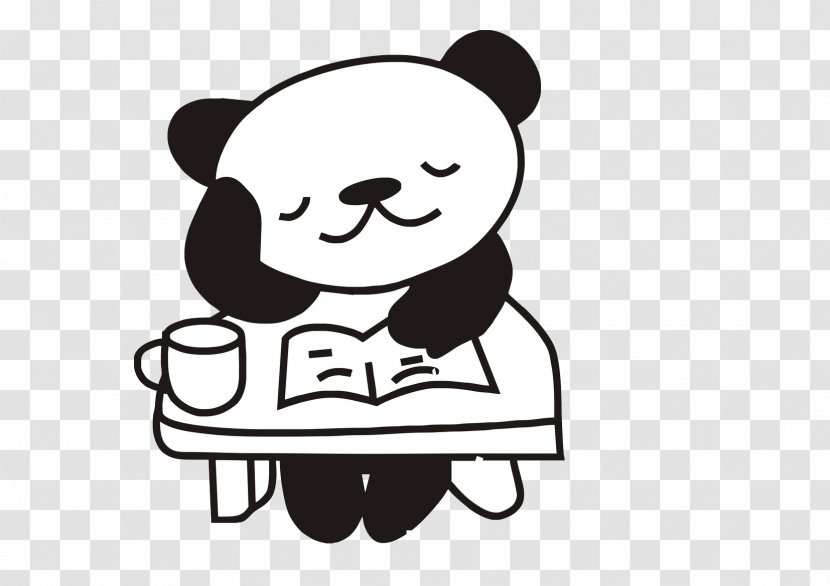 Giant Panda Cartoon Download - Frame - Reading Transparent PNG