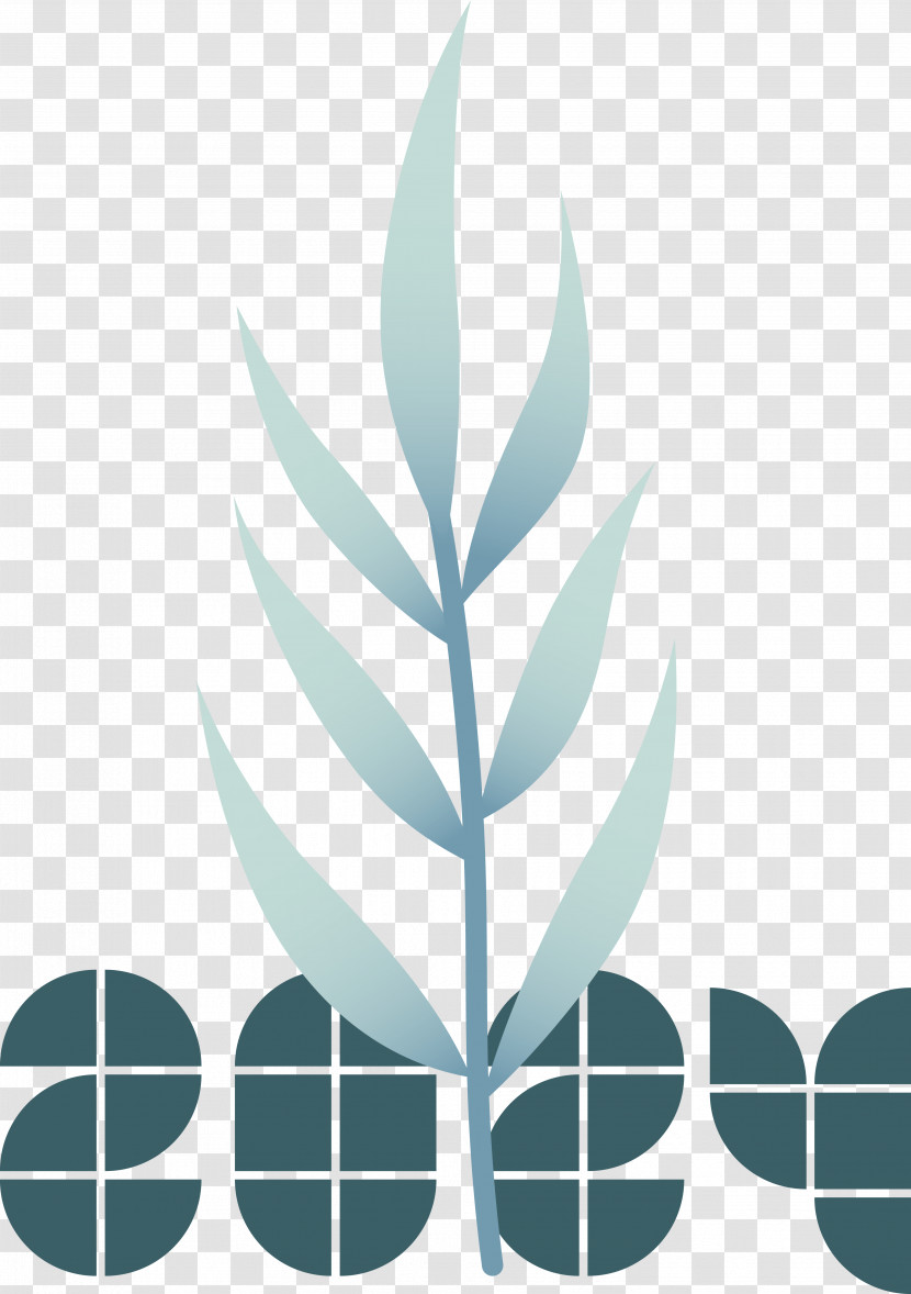 Leaf Font Teal Tree Pattern Transparent PNG
