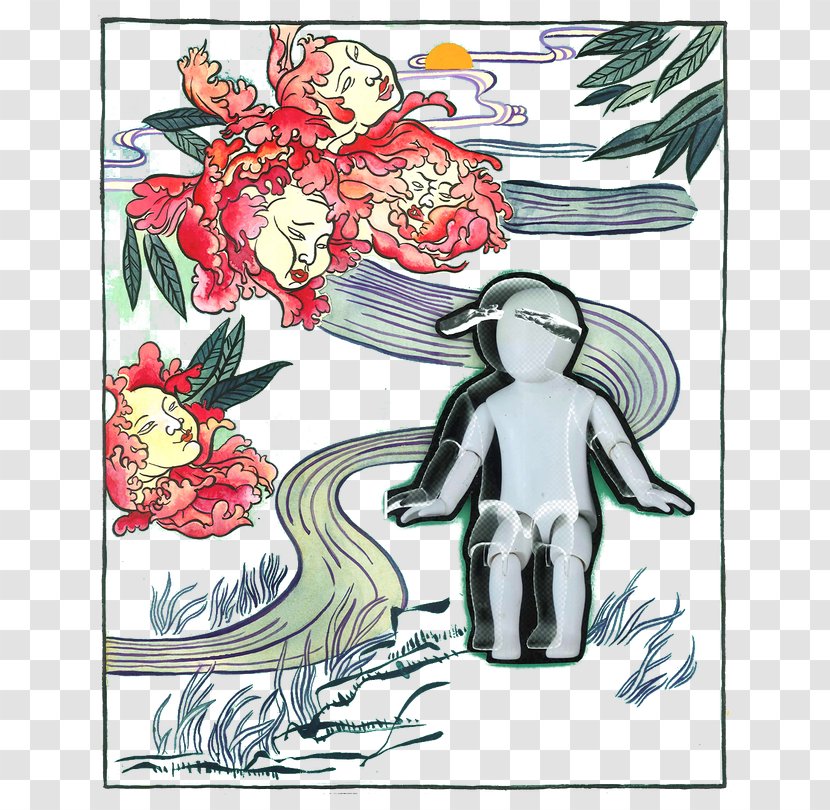 Flower Text Poster Illustration - Cartoon - Long Face Pattern Creative Transparent PNG