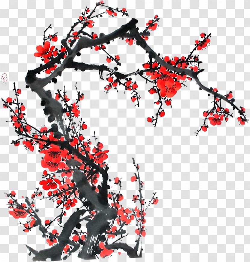 Twig Plum Blossom Flower - Tree - 梅花 Transparent PNG