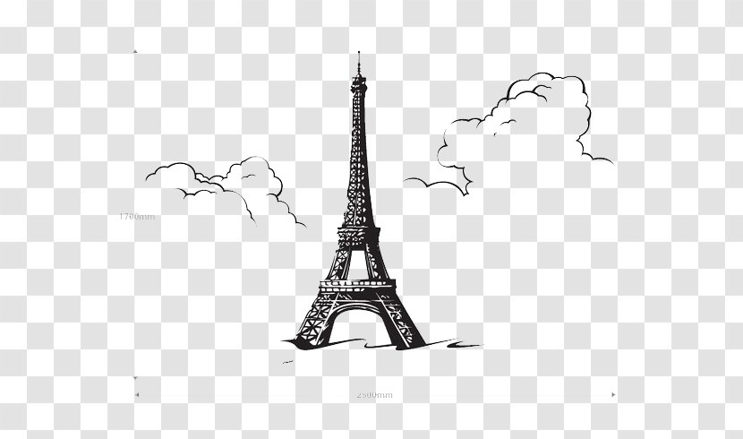 Eiffel Tower Wall Decal Sticker - Black And White - Questionnaire Transparent PNG