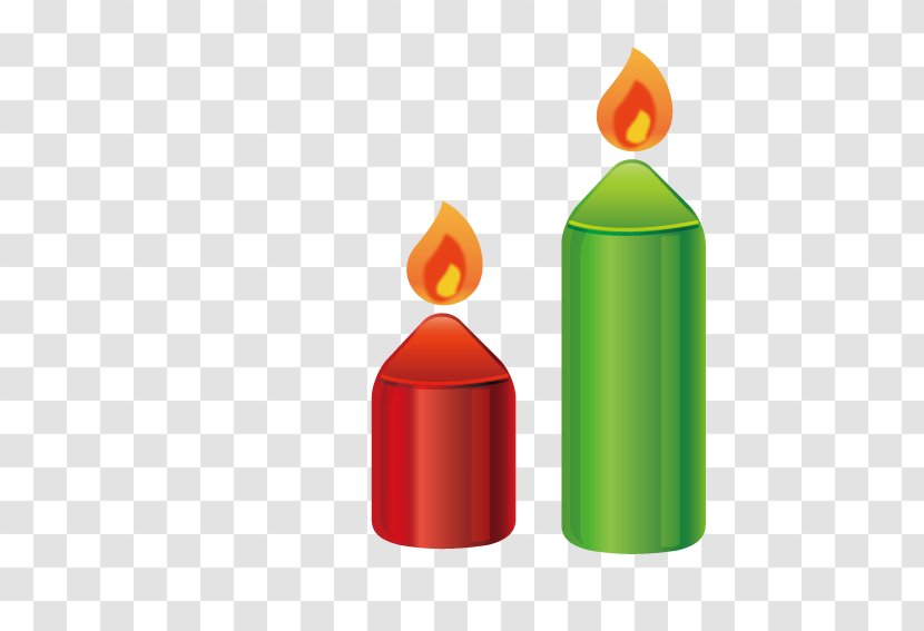 Red Christmas Candle Green - Orange Transparent PNG