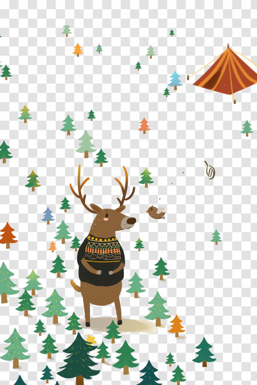 Deer Illustration - Small Elk Winter Transparent PNG