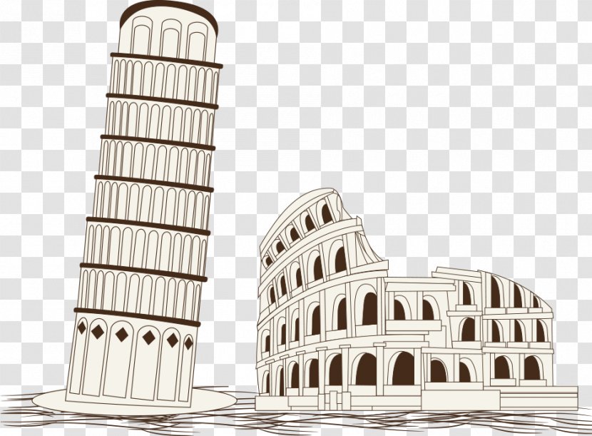 Colosseum Leaning Tower Of Pisa Architecture - Landmark - Vector And The In Rome Transparent PNG