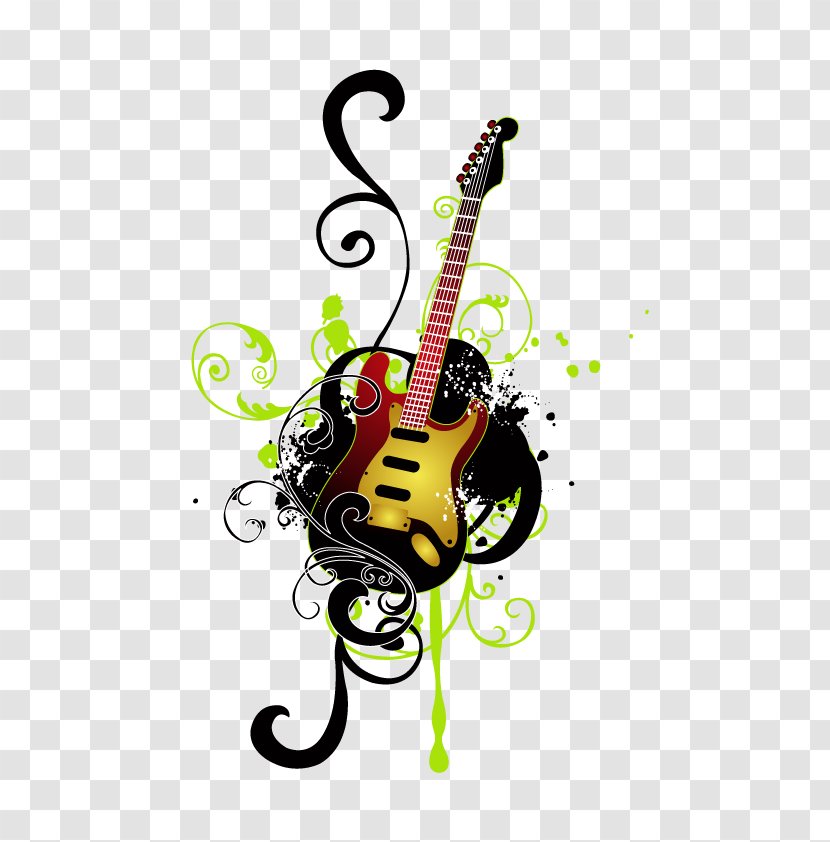 Guitar Musical Instrument Illustration - Heart - Poster Material Transparent PNG