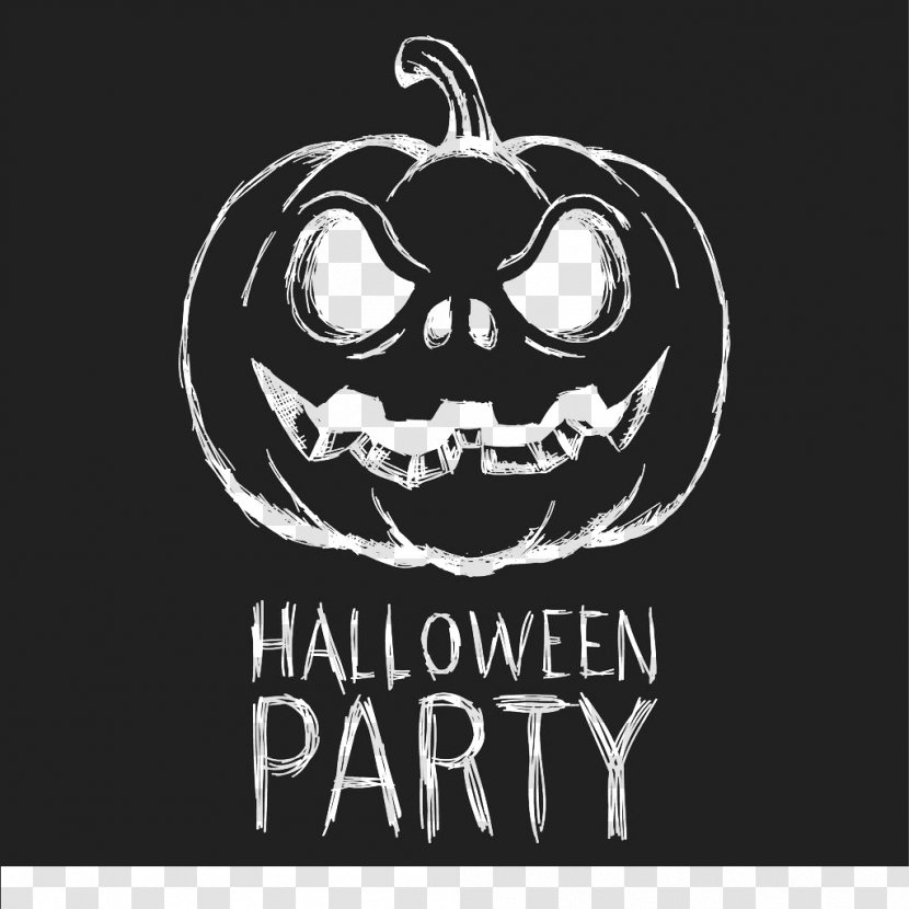 Halloween Party Jack-o-lantern Black And White - Pumpkin Hollow Transparent PNG