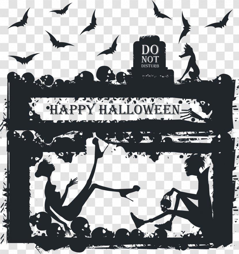 Halloween Greeting Card Illustration - Vecteur - Vector Black Skull Transparent PNG