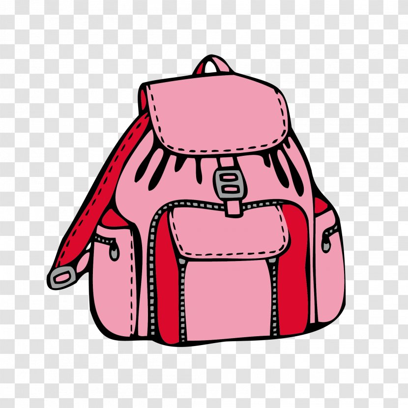 Backpack Coloring Book Bag Drawing Clip Art - Student With Pink Cute Little Transparent PNG