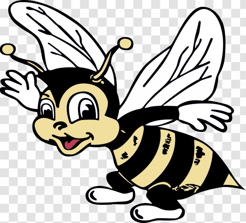 Honey Bee Cartoon Character Bees Yellow Transparent PNG
