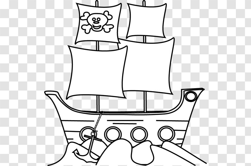 Piracy Clip Art - White - Pirate Ship Outline Transparent PNG