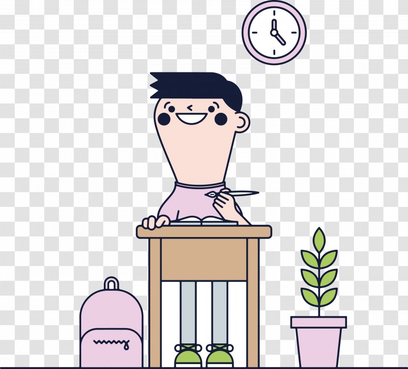 Student Cartoon Illustration - Male Teacher Preparing Lessons Transparent PNG