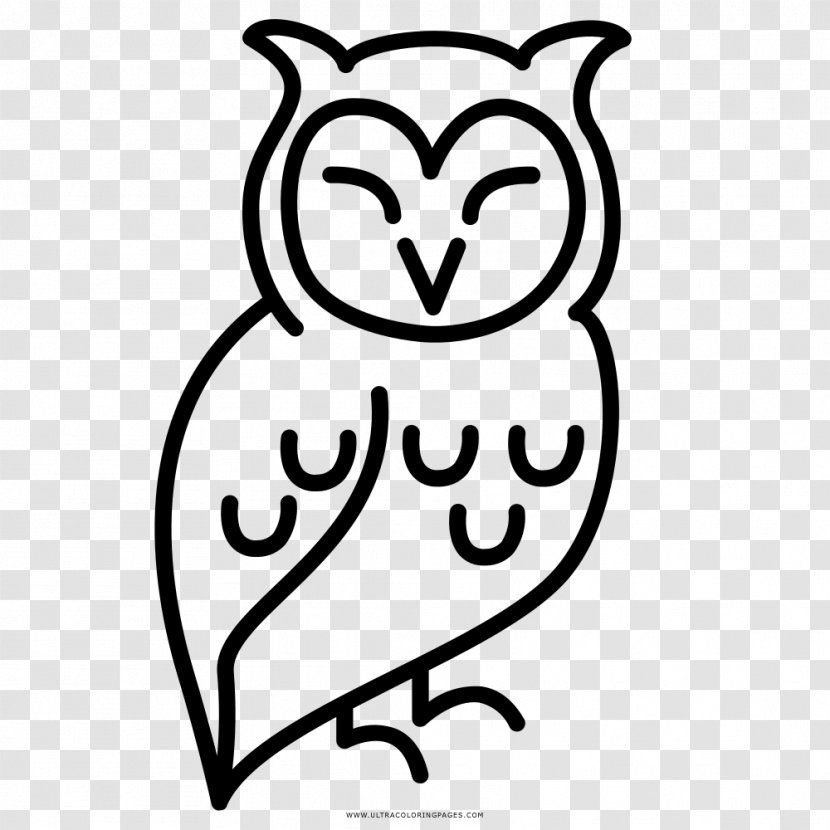 Drawing Coloring Book Little Owl Black And White - Cartoon - Coruja Transparent PNG