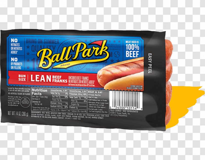 Hot Dog Ball Park Franks Beef Nutrition Calorie - Oscar Mayer - Delicious Sausage Transparent PNG