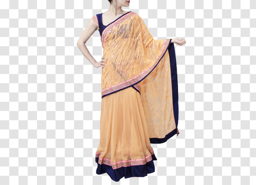 Lehenga-style Saree Blouse Brown Skirt - Peach Transparent PNG