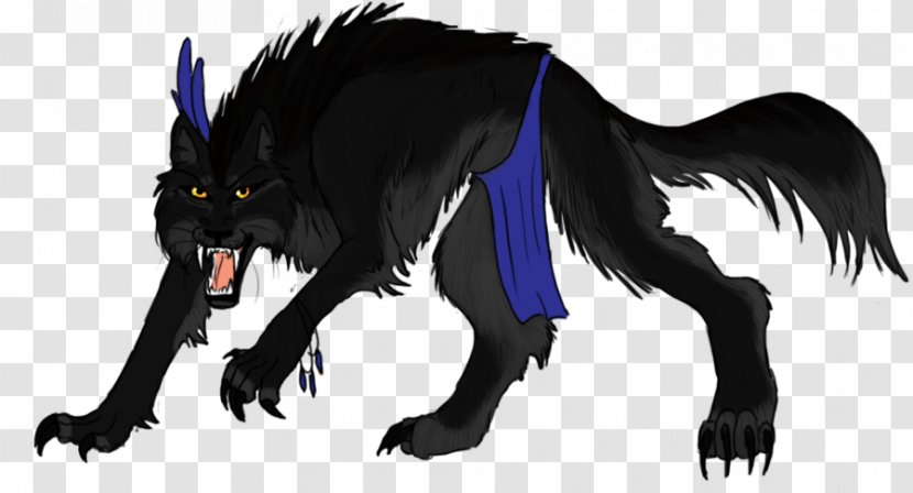 Werewolf Gray Wolf Demon Black And White - Line Art Transparent PNG