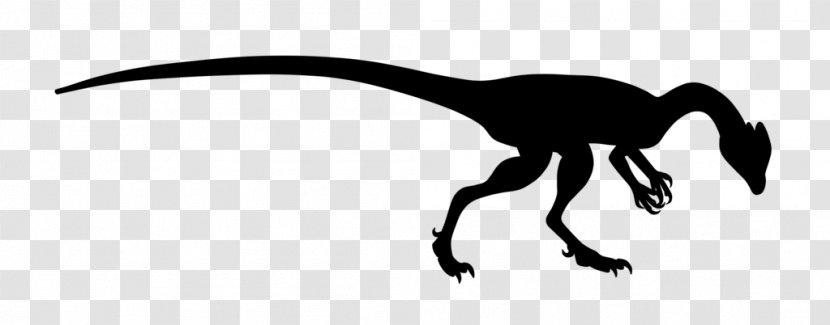 Velociraptor Silhouette Black White Clip Art - Dilophosaurus Transparent PNG