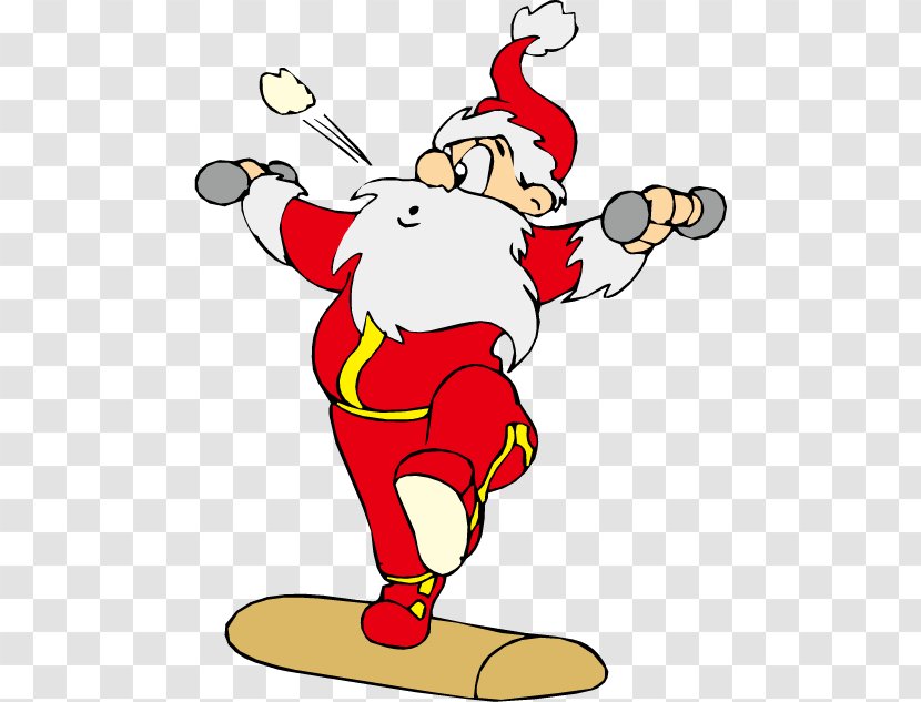 Santa Claus Physical Exercise Fitness Clip Art - Drawing Transparent PNG