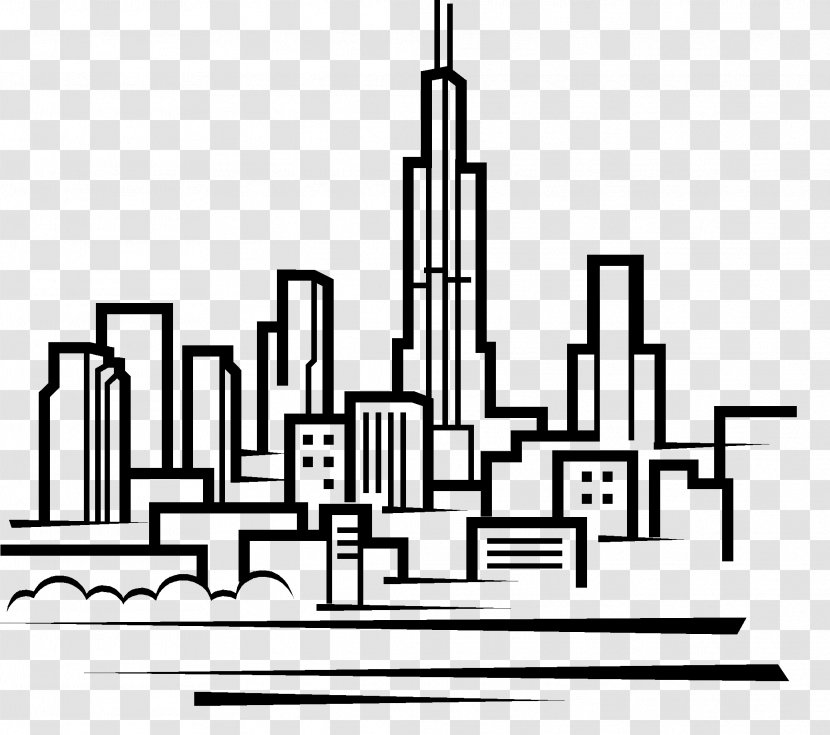 Chicago Skyline Drawing Clip Art Line City Transparent Png