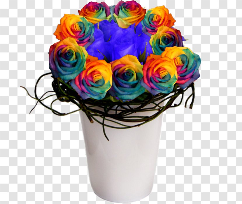 Rainbow Rose Garden Roses Floral Design Cut Flowers - Artificial Flower - Painted Material Transparent PNG