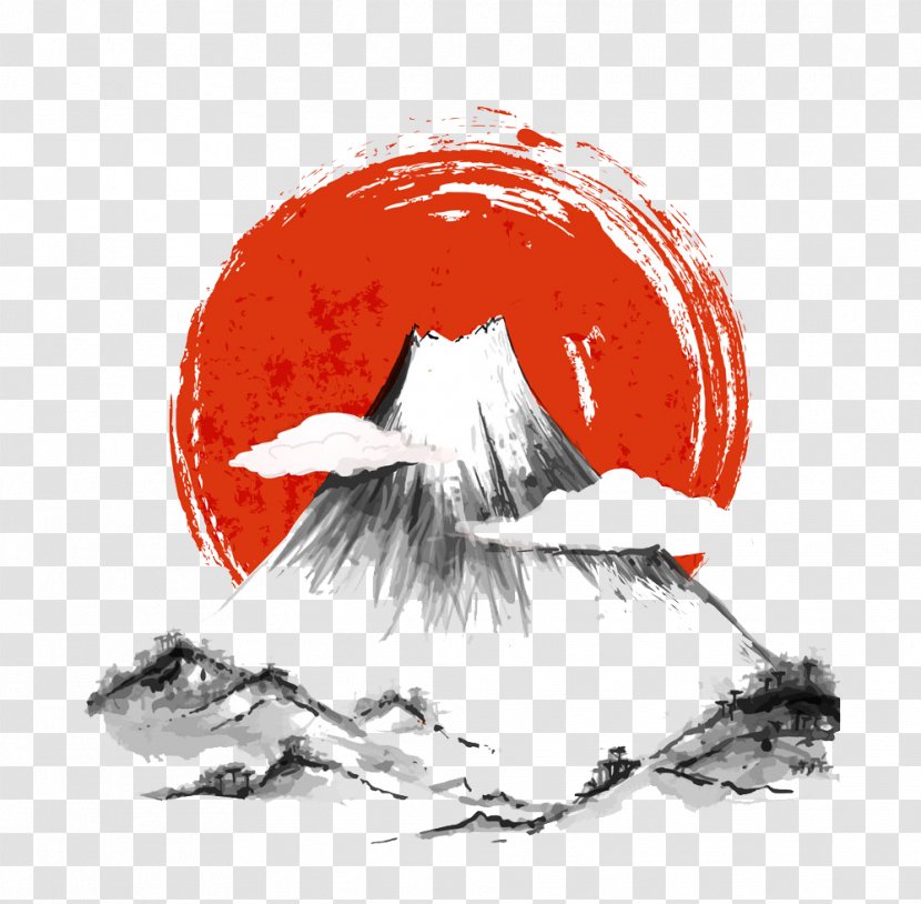 Japan Ink Wash Painting - Mount Fuji - Japanese Transparent PNG