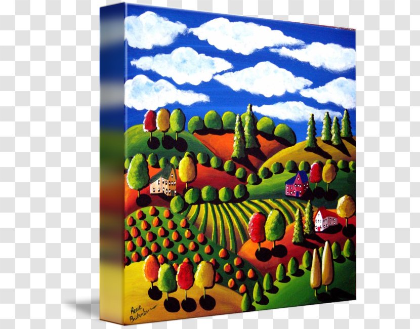 Folk Art Douchegordijn Landscape - Fruit - Autumn Landspace Transparent PNG