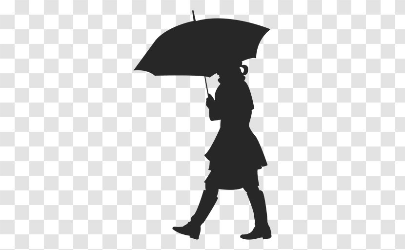 Silhouette Woman Umbrella - Monochrome Transparent PNG
