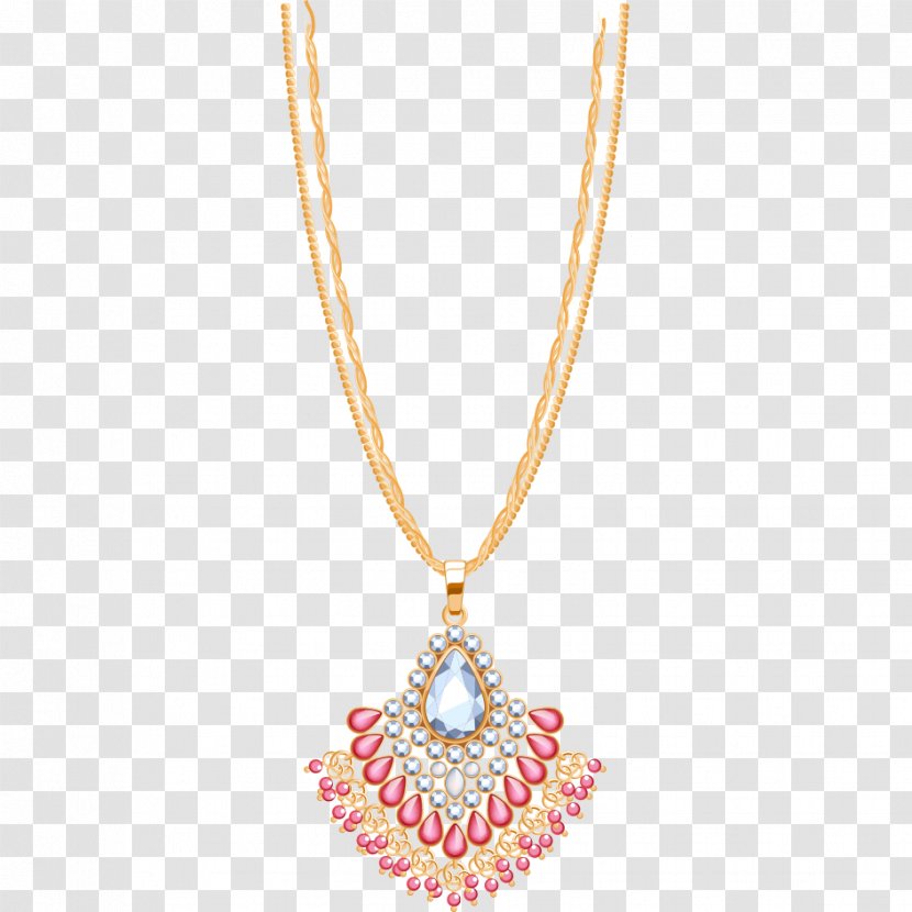 Necklace Jewellery Gold Chain - Pearl - Diamond Material Transparent PNG