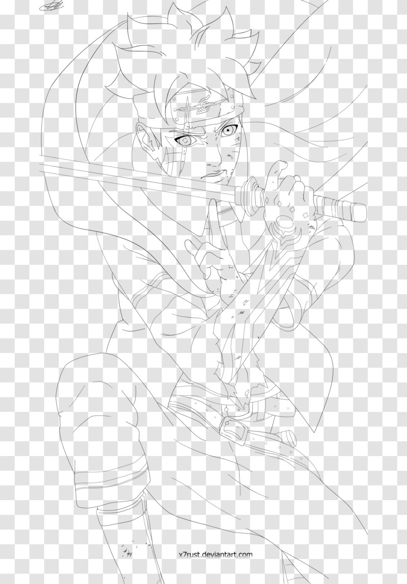 Line Art Drawing Boruto: Naruto Next Generations Sketch - Watercolor - One Transparent PNG