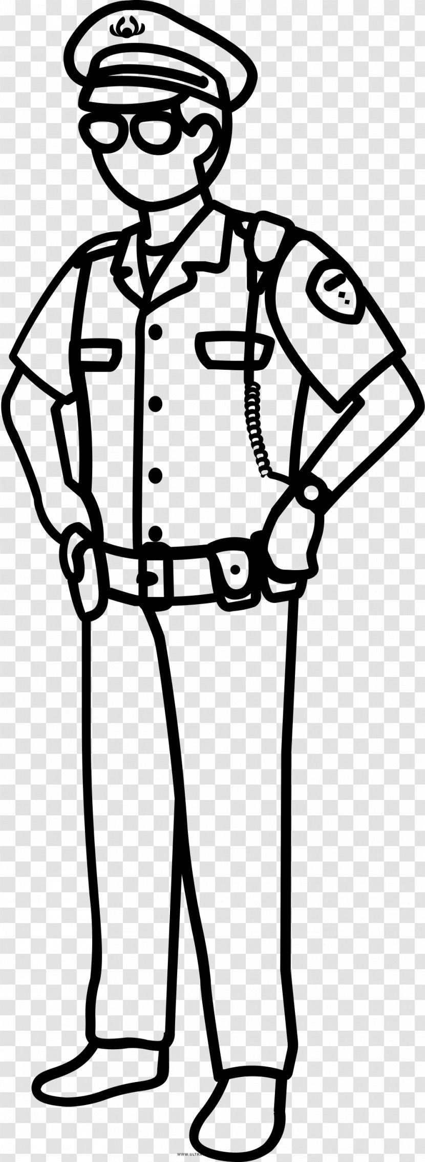 Drawing Police Coloring Book Line Art Ausmalbild - Monochrome Photography Transparent PNG