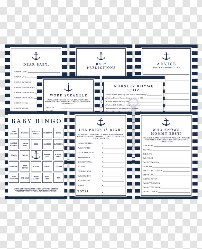 Unique Baby Shower Bingo Amscan What's In Your Purse Game Party - Frame Transparent PNG