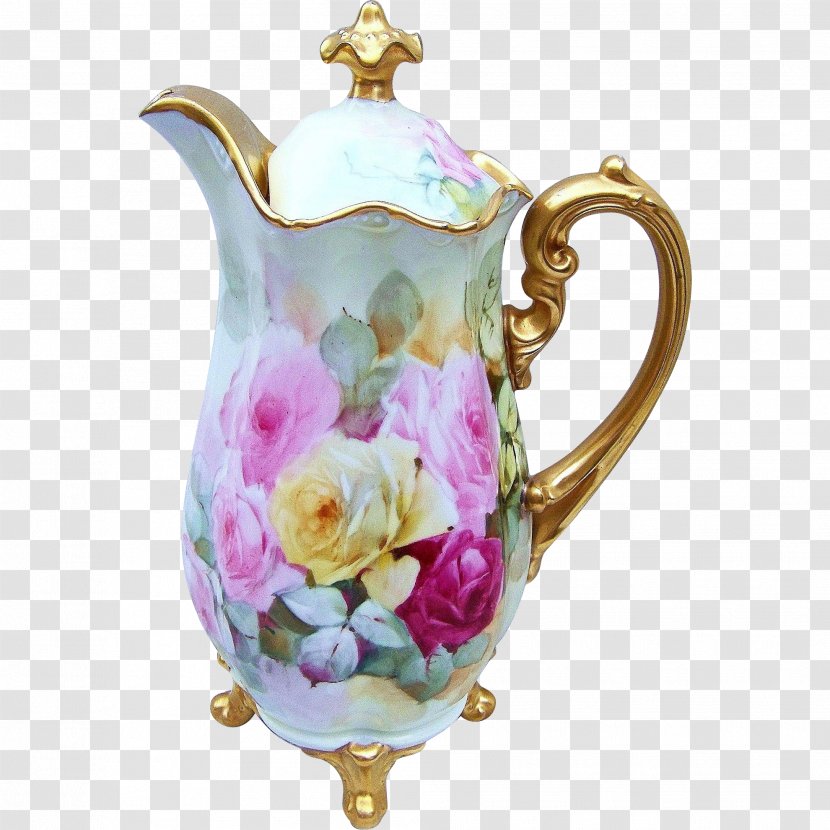 Porcelain Limoges China Painting Pottery Ceramic - Jug - Hand-painted Floral Material Transparent PNG