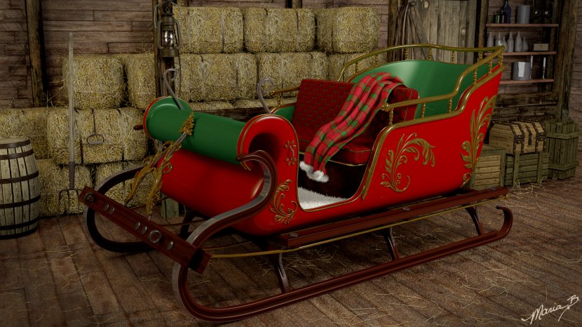 Rudolph Santa Claus Reindeer Sled Christmas - Carriage - Sleigh Transparent PNG