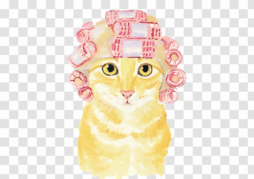 Yellow Pink Cartoon Cat Transparent PNG