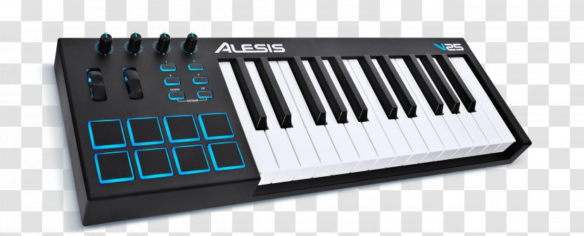 MIDI Keyboard Controllers Alesis V25 Vmini Portable 25-Key USB-MIDI Controller - Cartoon - Musical Instruments Transparent PNG