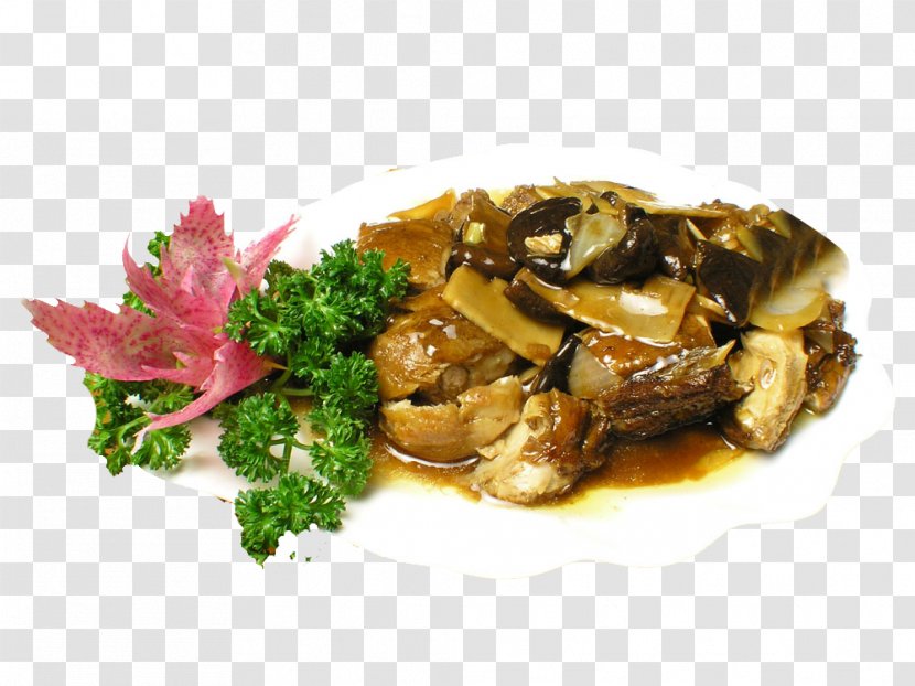 Chinese Cuisine Siu Yuk Congee Dish Recipe - Meat - A Mushroom Pork Buckle Material Free Transparent PNG