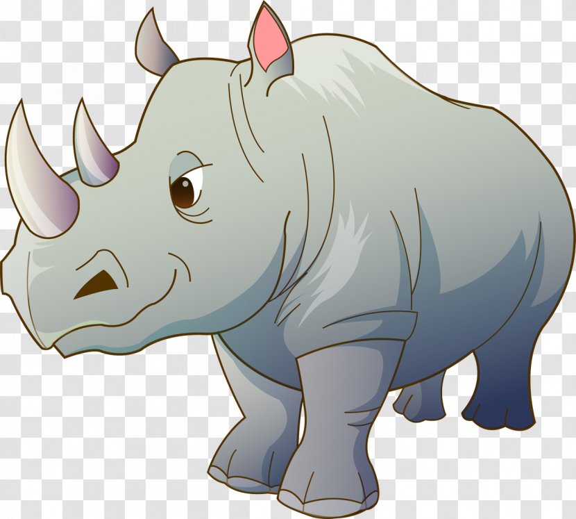 Rhinoceros Cartoon - Terrestrial Animal - Design Transparent PNG