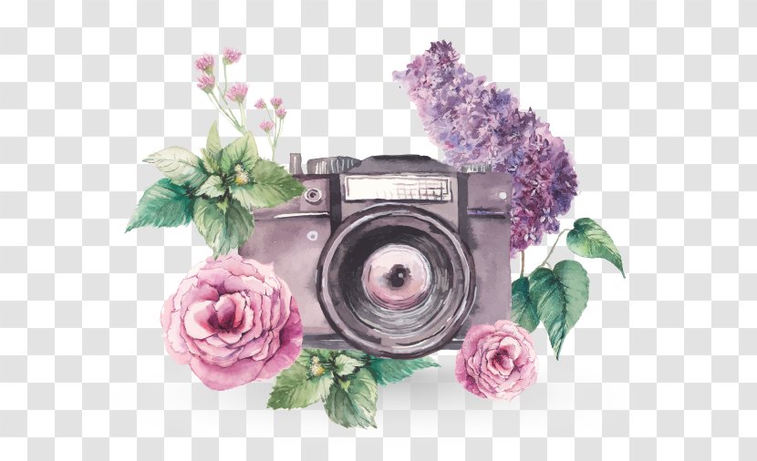 Watercolor Painting Photography - Cut Flowers - Camera Transparent PNG